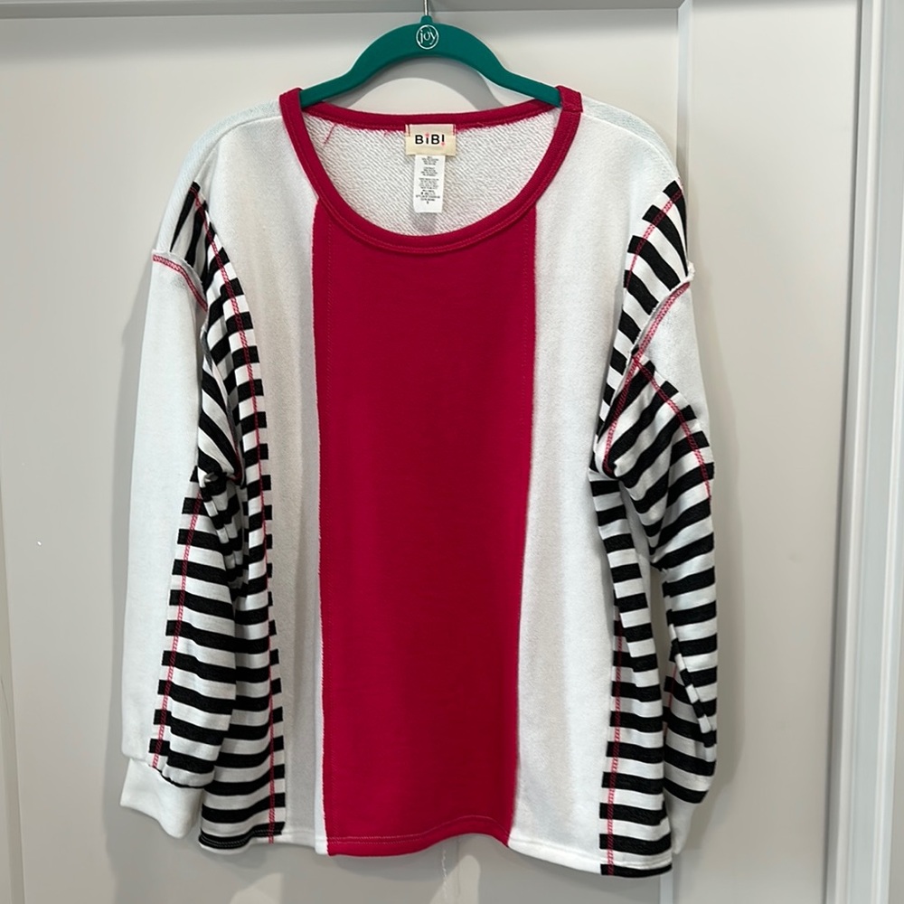 BiBi Kids Pink and White Striped Sweatshirt